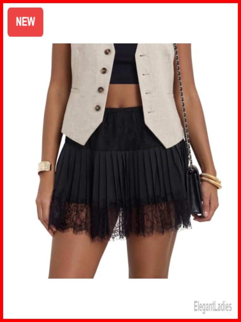 Women Lace Slip Mini Skirt Ruffle Layered Pleated Flowy Short Skirt